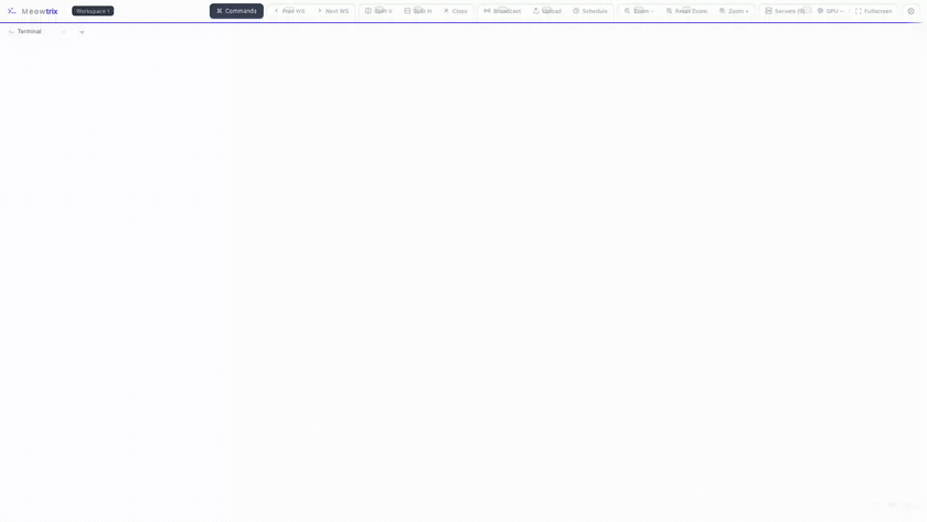 Splitting a Meowtrix workspace into multiple panes and resizing the dividers