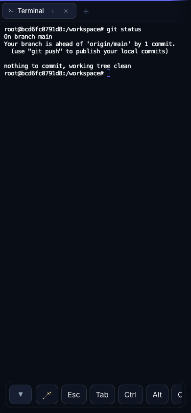 Meowtrix mobile workspace in dark theme